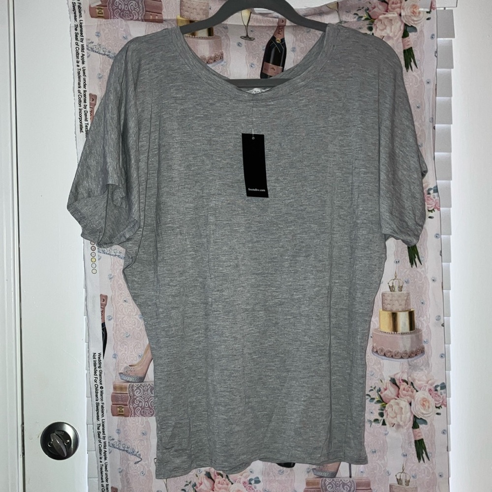Gray Oversized Boxy Tee Short Sleeve